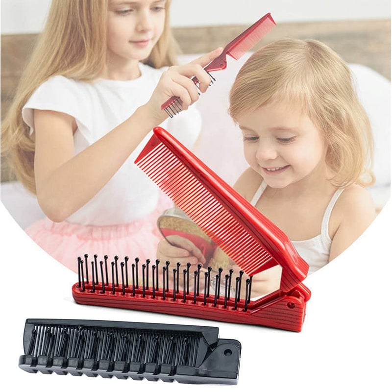 2 Pcs Foldable Hair Comb Portable Travel Hair Comb Brush Double Headed Antistatic Massage Comb for Girls Kids Hairdressing Tools
