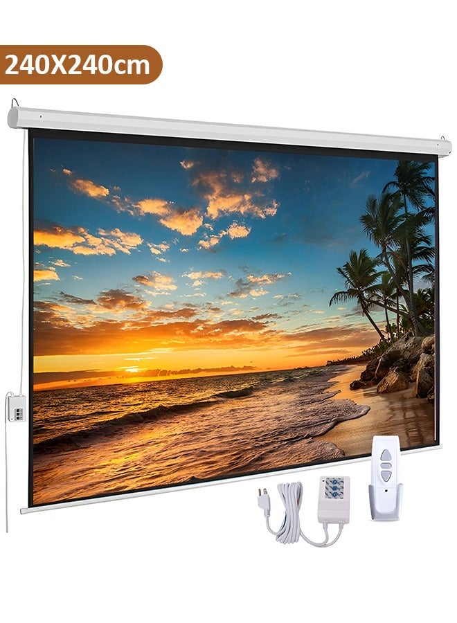Taimi 134-Inch Wall Mount Electric Projector Screen 240x240cm Motorized with Remote Control for Business/School/Office/Meeting  - Image 1