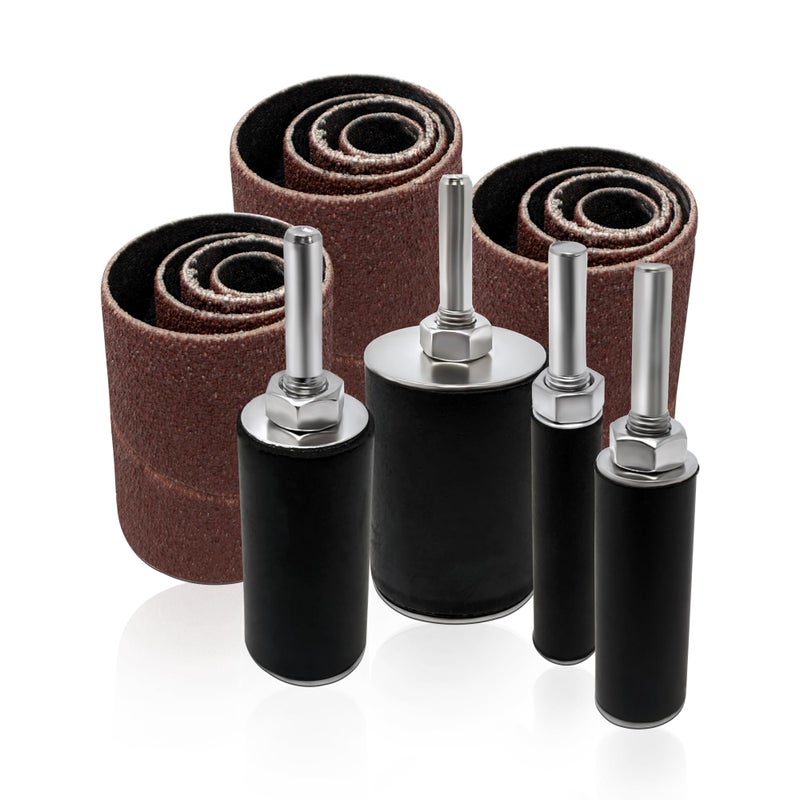 LINE10 Tools 16pk Sanding Drum and Sleeves Set, Spindle Sander Attachment for Drill and Drill-Press, Die-Grinder, 2-inch Extra Long Surface, 1/4-inch Shank - Image 1