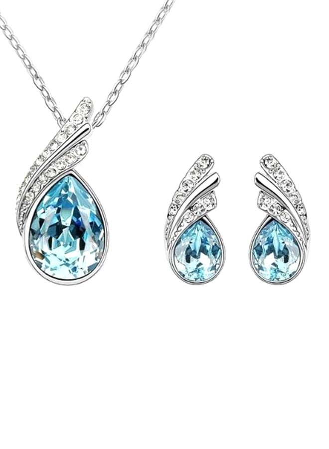 CJ 2-Piece Crystal Studded Pendant And Earrings Set - Image 1