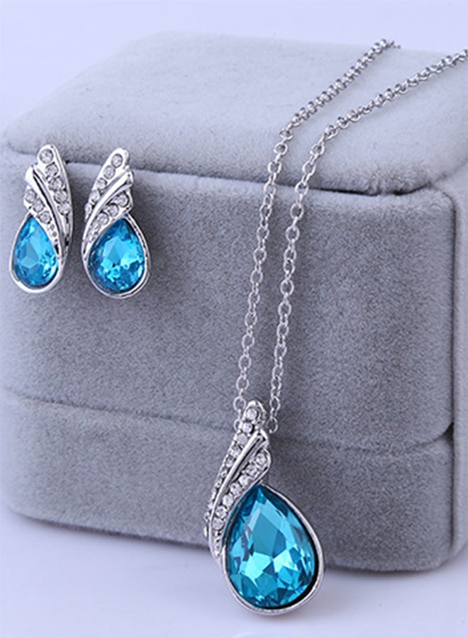 CJ 2-Piece Crystal Studded Pendant And Earrings Set - Image 2