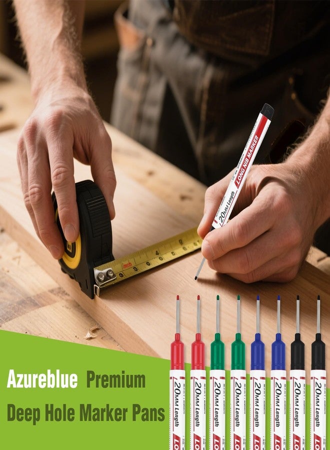 Azureblue 8pcs Long Nib Marker, Long Head Deep Hole Marker Pens, Waterproof Construction Markers Marking Tool, Multi-Purpose Deep Reach Pen Makes For Metal, Carpenter, Woodworking, 20mm 4 Colors - Image 4