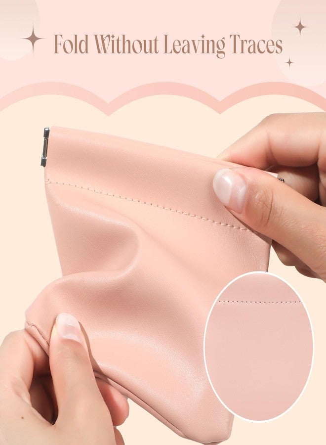 ISKYBOB 4PCS Small Makeup Bag for Purse, Portable Lambskin Pocket Cosmetic Bag Squeeze Top Coin Purse for Women Snap Closure Organizer Pouch Mini Self-Closing Lipstick Pouchic for Travel (Summer) - Image 5
