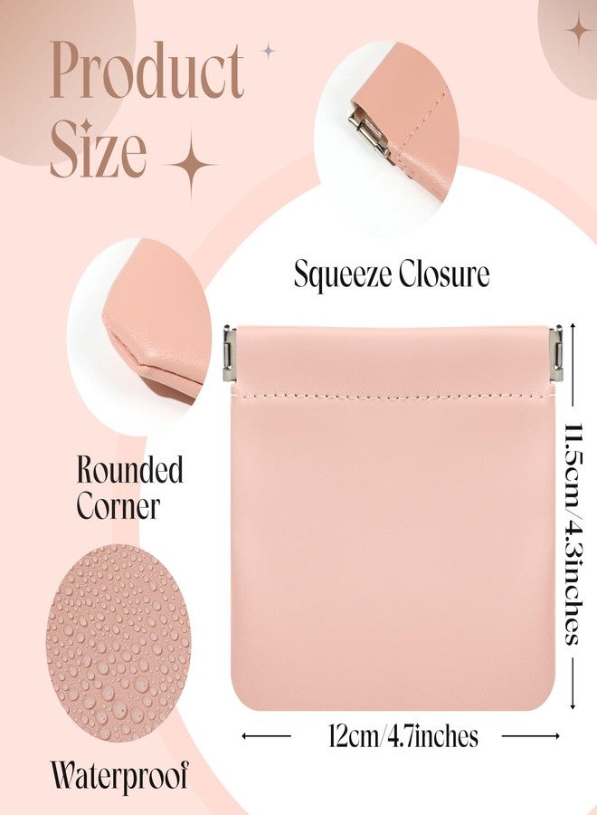 ISKYBOB 4PCS Small Makeup Bag for Purse, Portable Lambskin Pocket Cosmetic Bag Squeeze Top Coin Purse for Women Snap Closure Organizer Pouch Mini Self-Closing Lipstick Pouchic for Travel (Summer) - Image 2