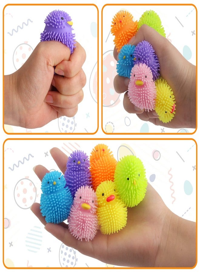 SURCVIO 12 Pack Easter Eggs Fillers LED Chick Puffer Balls, Easter Basket Stuffers with Light Up Stress Relief Fidget Toys Squeeze Ball, Easter Egg Hunt Party Favor for Kids Boys Girls Toddler Teens - Image 2
