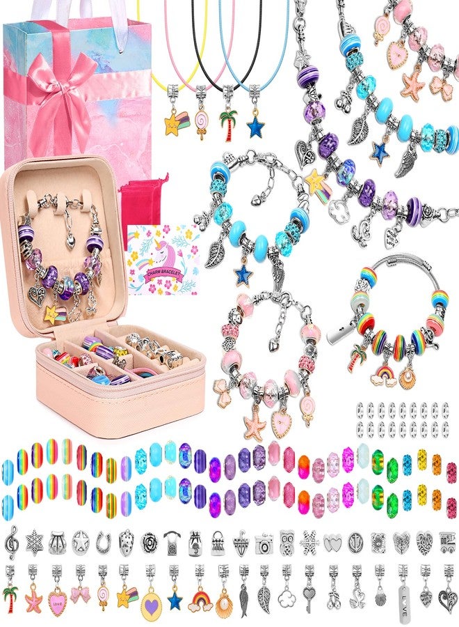 LifeisLuck Charm Bracelet Making Kit, 140 PCS DIY Craft Bead Sets Jewelry Making Kit for Teen Girls, Portable Bracelet Organizer Gift Box for Teenage Birthday Christmas Stocking Gift - Image 1