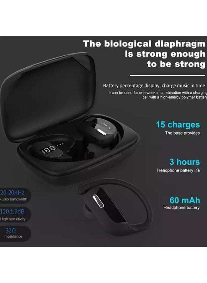 Generic - T17 TWS Bluetooth Headset Display Power Noise Reduction Ear-Hanging Sports Wireless Bluetooth Headset - Image 1