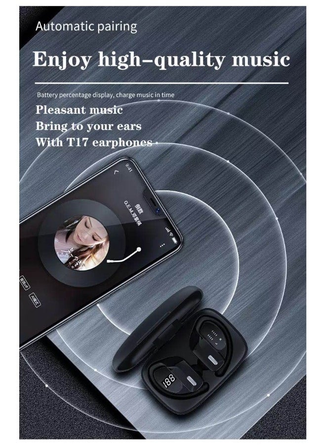 Generic - T17 TWS Bluetooth Headset Display Power Noise Reduction Ear-Hanging Sports Wireless Bluetooth Headset - Image 1