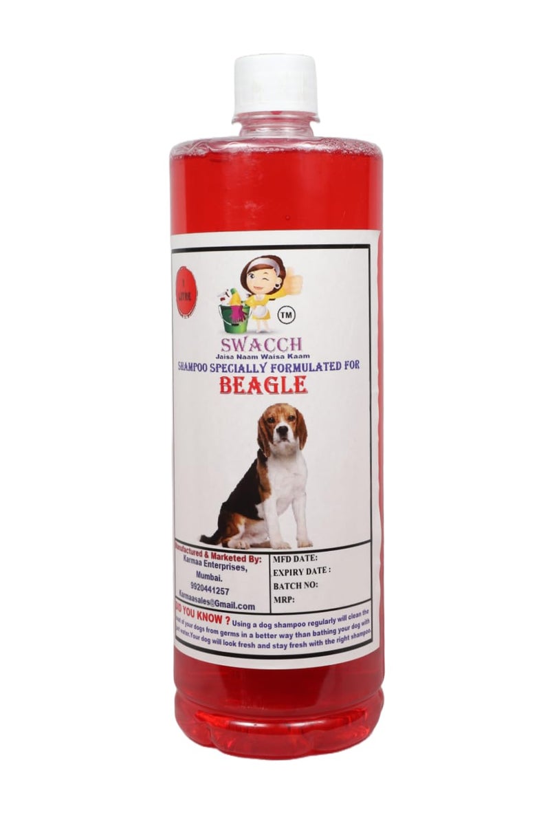 swacch Shampoo | Puppy Safe Shampoo | PH Balanced | Beagle Dog Shampoo 1 Litre Strawberry + | Rubber Bath Brush with Adjustable Straps | Pet Massage | Soothing Bristles Hand Brush I Combo Pack - Image 1