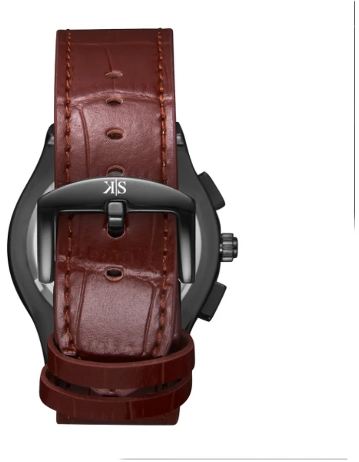 KENNETH SCOTT Kenneth Scott K24115-BLDB Men's Multi Function Display Watch & Leather Strap Brown