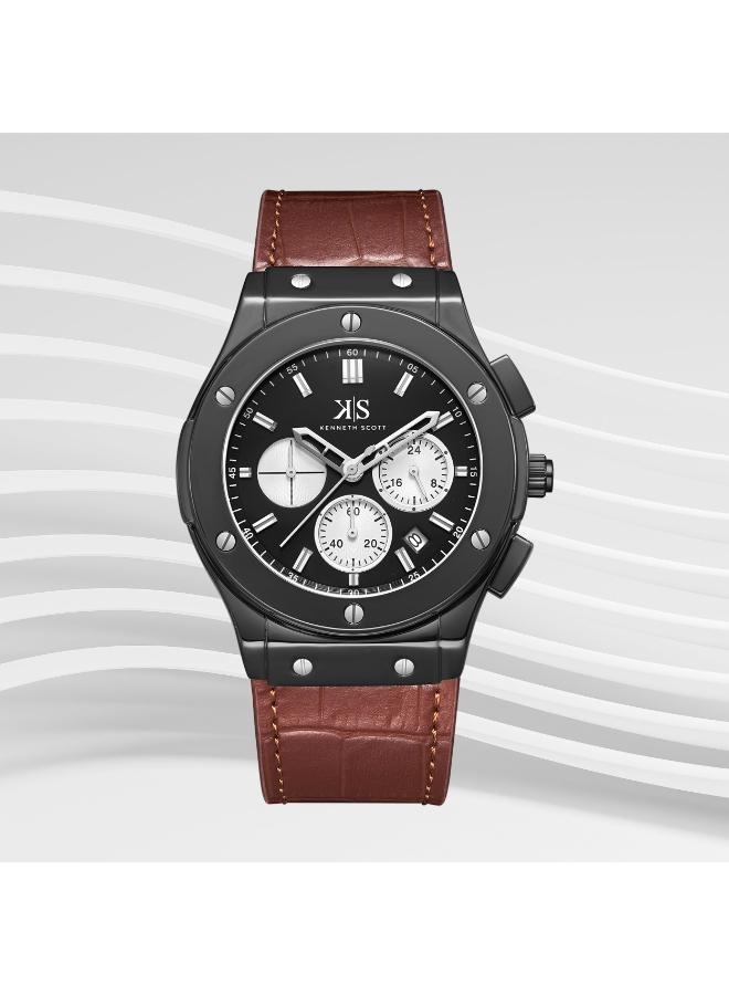 كينيث سكوت ساعة رجالية جلدية متعددة الوظائف - Image 4