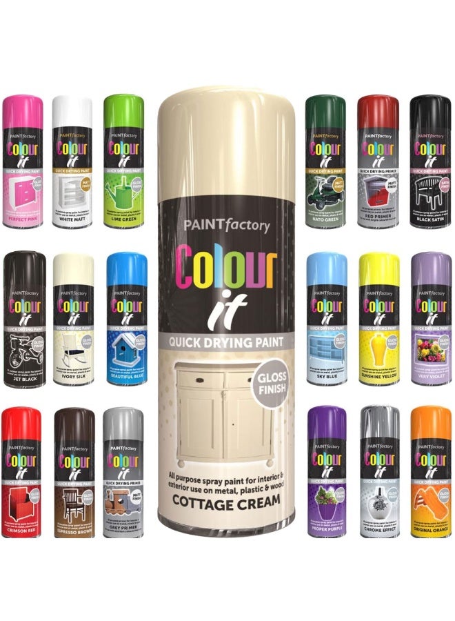 مصنع الطلاء دهان بخاخ لامع من باينت فاكتوري كوتيج كريم ٤٠٠مل - يجف بسرعة عالي الأداء، مناسب للاستخدام الداخلي والخارجي، للاستعمال على المعدن والبلاستيك والخشب. - Image 2