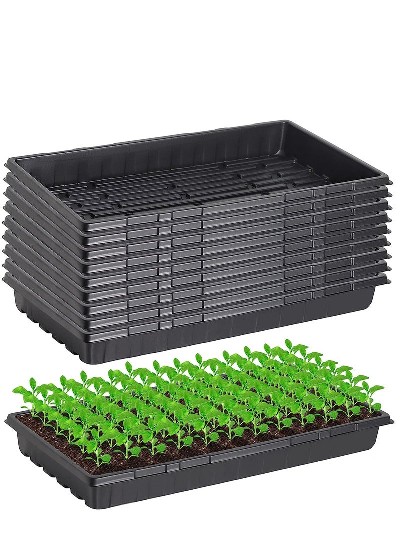 SYOSI 10 Pcs 20×10 Inch Plants Growing Trays - Black Seedlings Plugs Tray No Drain Holes Hydroponic Plastic Container Seed Starter without holes for Microgreens Flowers Sprouts Wheatgrass  - Image 1