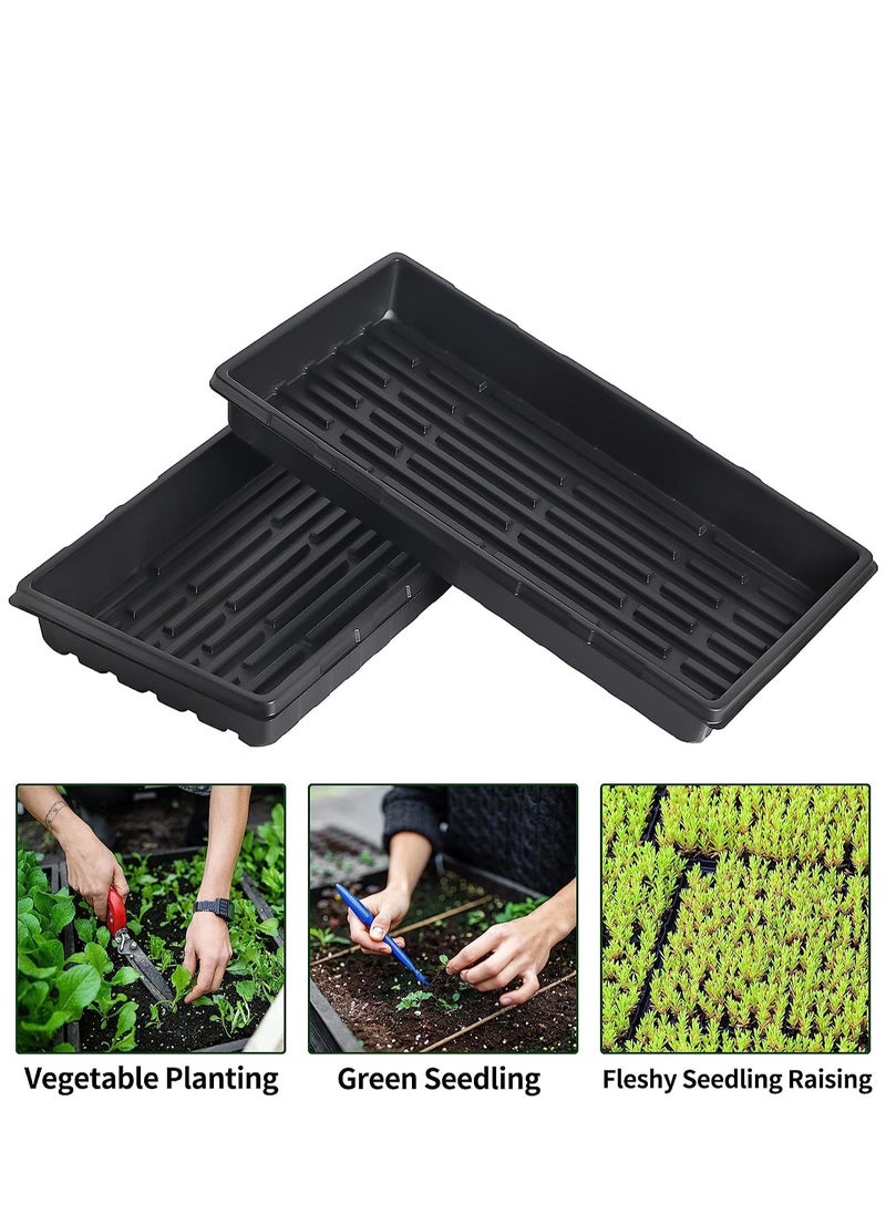 SYOSI 10 Pcs 20×10 Inch Plants Growing Trays - Black Seedlings Plugs Tray No Drain Holes Hydroponic Plastic Container Seed Starter without holes for Microgreens Flowers Sprouts Wheatgrass  - Image 2