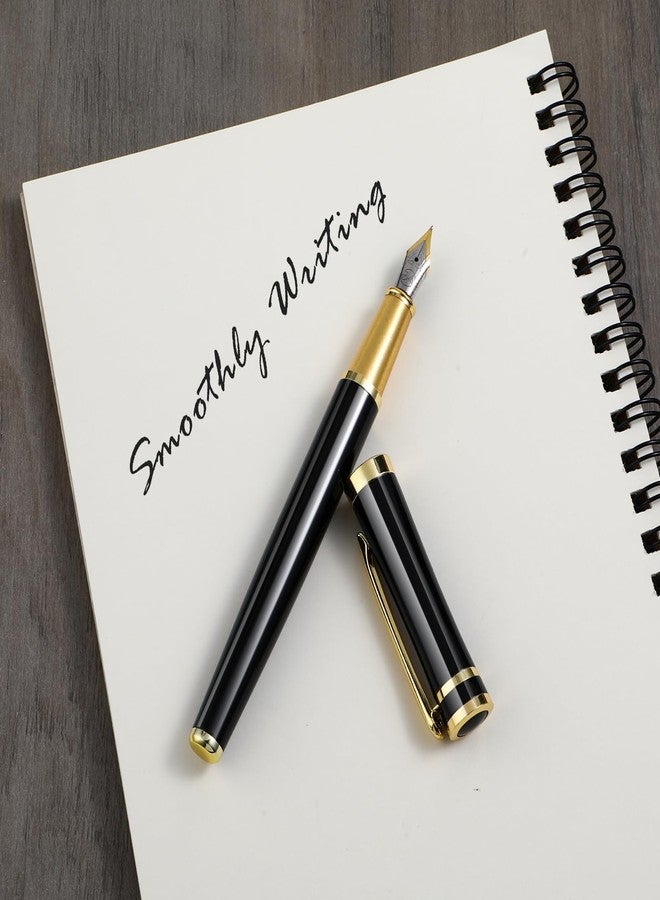 Andibro Luxury Metal Fountain Pen Set, 0.5 mm Fine Nib Fountain Pen with 6 Pcs 2.6mm Black Ink Cartridges Smooth Writing Pen Gift for Men Women Business Office Journaling - Image 4