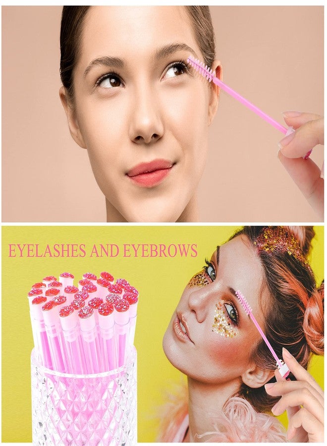 Dming 20pcs Eyelash brush Lash Wand Makeup tool Eyelash Extension supplies Cleaning brush Diamond Mascara star d pink - Image 4