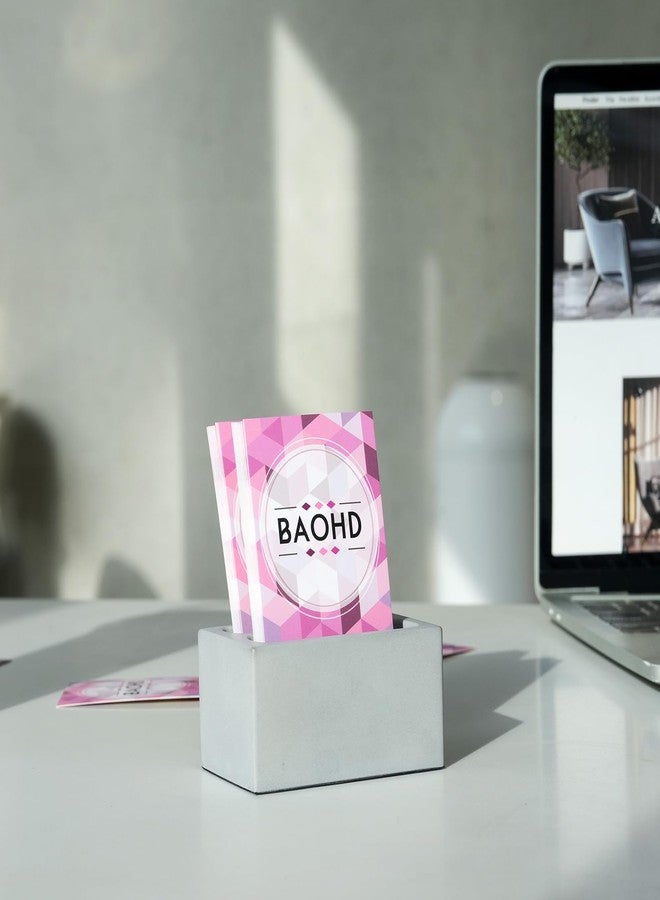 BAOHD Vertical Concrete Business Card Holder for Desk - 2 Slots Business Card Display Stand - Cement Desktop Name Card Organizer for Women or Men - Gray - Image 3