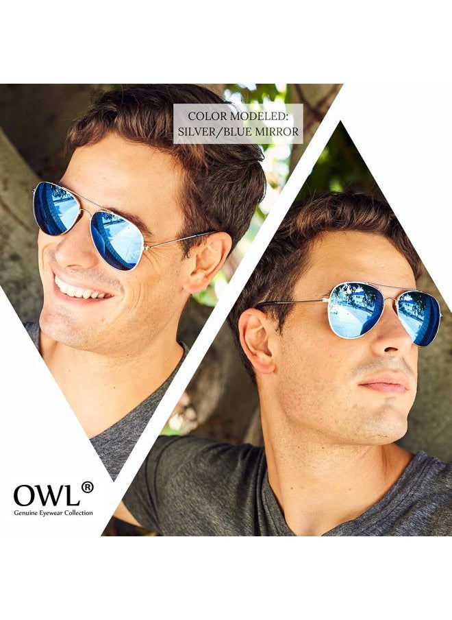 OWL - 12 Pack Bulk Aviator Sunglasses Metal Gold, Silver, Black Frame for Men Women Party Glasses - Image 1