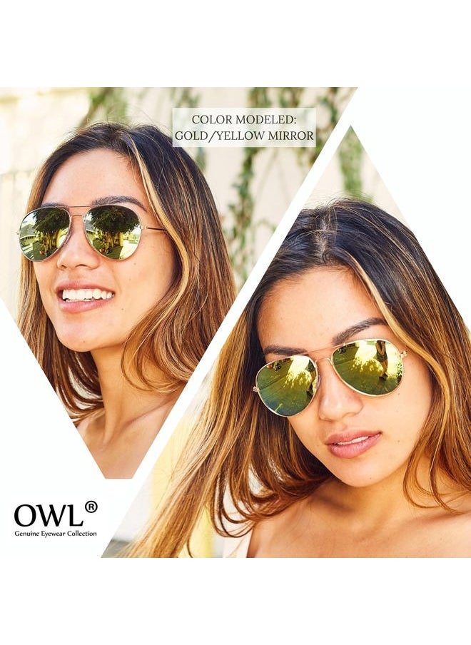 OWL - 12 Pack Bulk Aviator Sunglasses Metal Gold, Silver, Black Frame for Men Women Party Glasses - Image 1