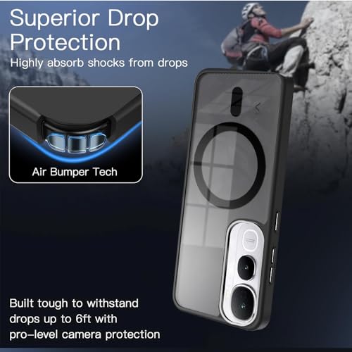 KARWAN Translucent Hybrid Back Case Cover Compatible with Vivo Y400 Pro Shockproof Case with Camera Protection, N52 Magnet Cover Case with Magnetic MagEaze Wireless Charging Cover (Black) - Image 2