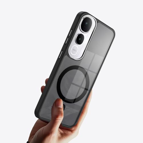 KARWAN Translucent Hybrid Back Case Cover Compatible with Vivo Y400 Pro Shockproof Case with Camera Protection, N52 Magnet Cover Case with Magnetic MagEaze Wireless Charging Cover (Black) - Image 5