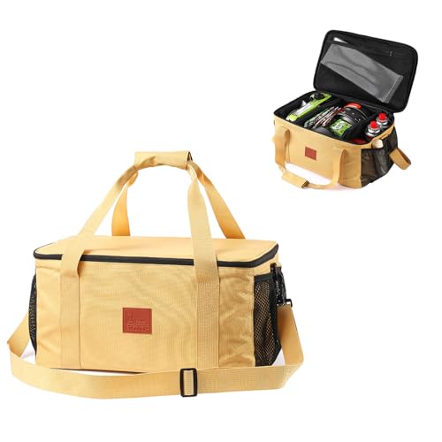 Jaugufiy Camping Cookware Storage Bag Camping Cooking Utensils Organizer Camping Storage Handbag Barbecue Tool Storage Bag Cookware Utensils Kit Travel Hanging Bag Outdoor Equipment Carry Bag - Image 1