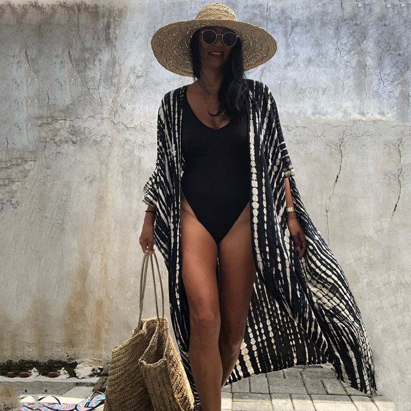 Women's Cotton Beach Cover-Up Open-Front Bikini Swimsuit Sun Protection Dress - Image 1