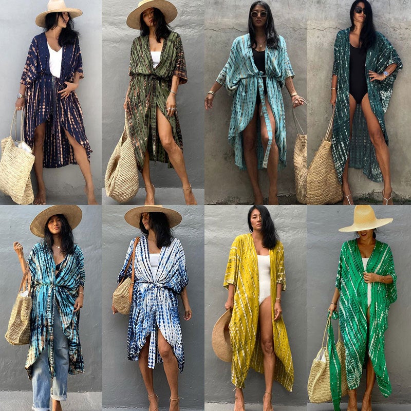 Women's Cotton Beach Cover-Up Open-Front Bikini Swimsuit Sun Protection Dress - Image 2