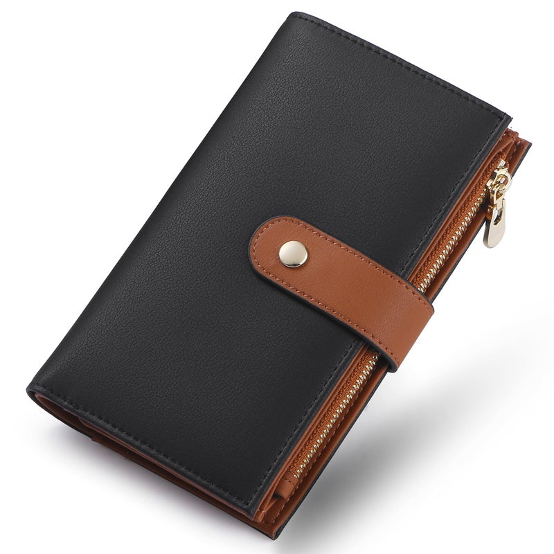 yiijay Wallet Women RFID Blocking Multi Cards Wallet Credit Card Holder for Women Large Capacity Lady Leather Trifold Travel Wallet with Pen Holder - Image 1