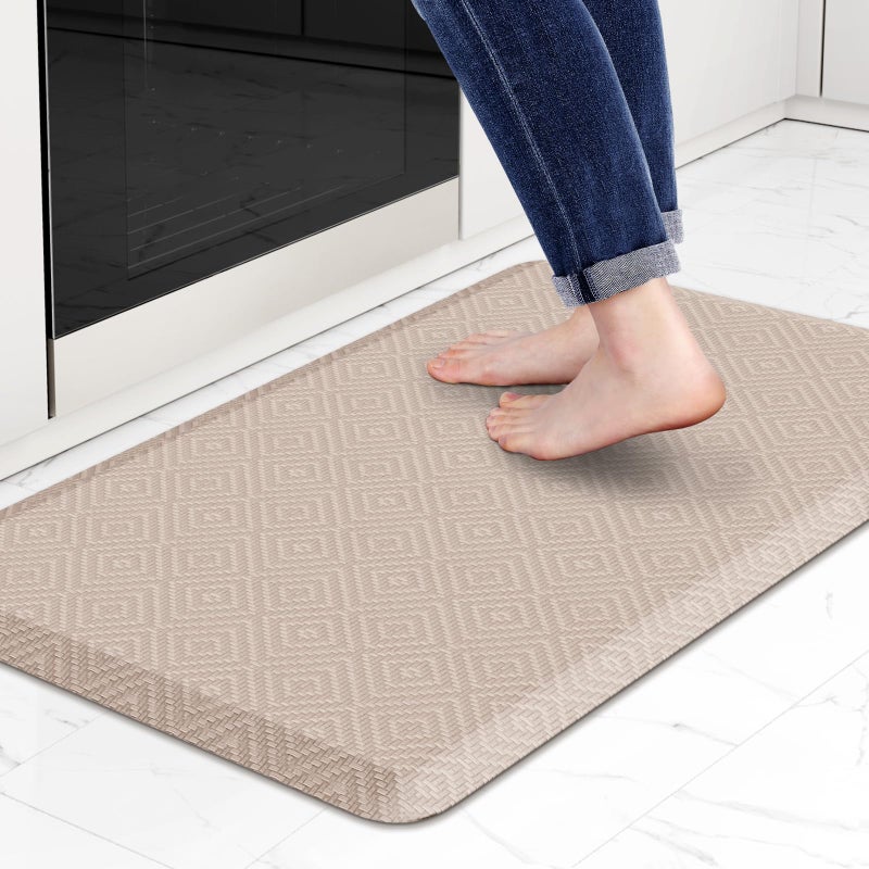 Mattitude Kitchen Mat Cushioned Anti-Fatigue Floor Mat Water Resistant Non-Slip Mats and Rugs Standing and Comfort Desk Mats for House Sink Office Laundry (Beige, 17.3"x28") - Image 1