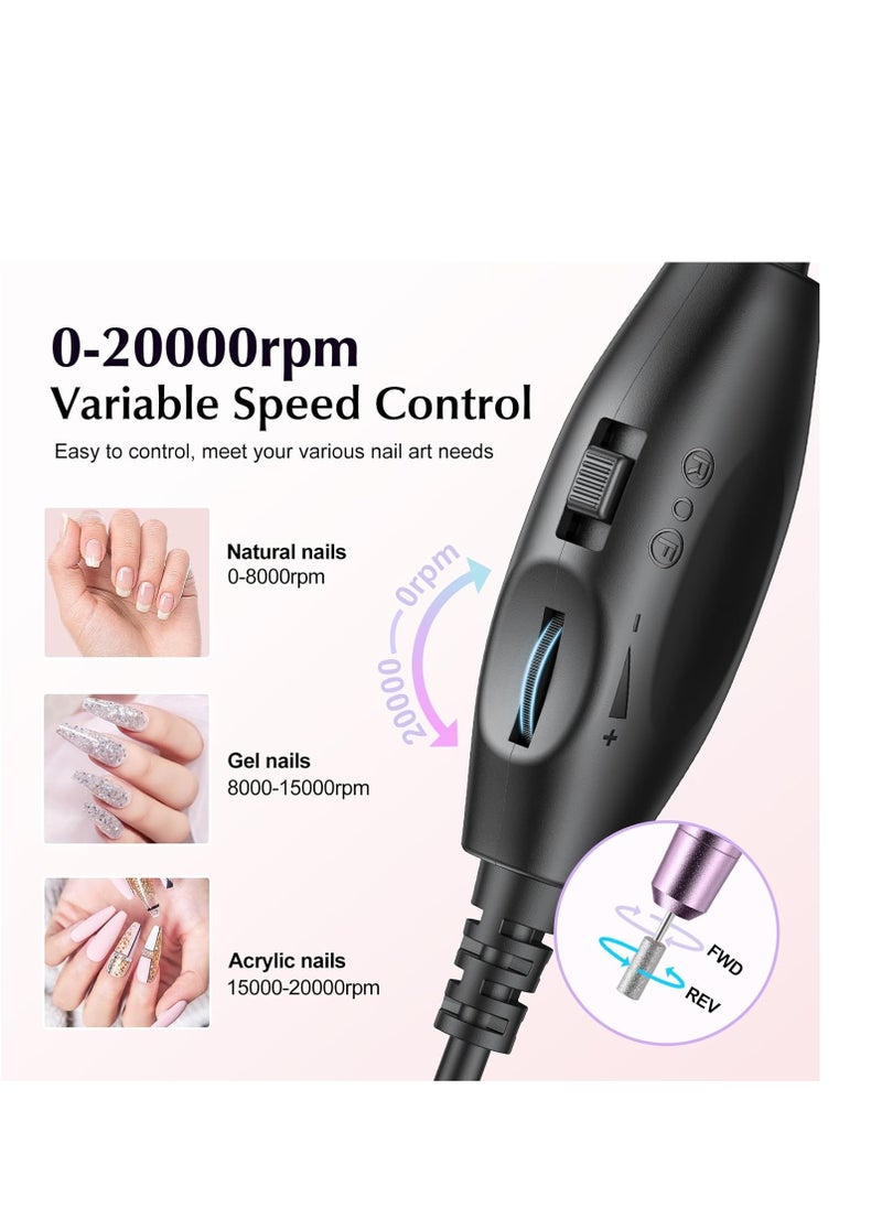 COSLUS COSLUS Electric Nail Drill File Professional: for Acrylic Gel Dip Powder Nails Portable Nail Drill Machine Kit Manicure Pedicure Tools Polishing Set with Nail Drill Bits Sanding Bands  - Image 3