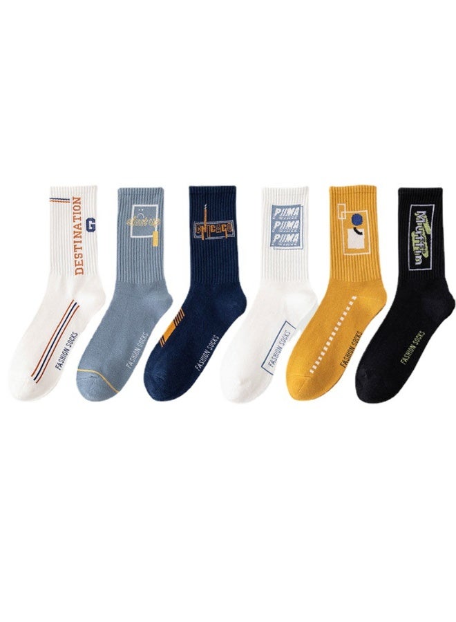 KUYING Fashion Anti Slip Breathable Sports Socks Six Piece Set 