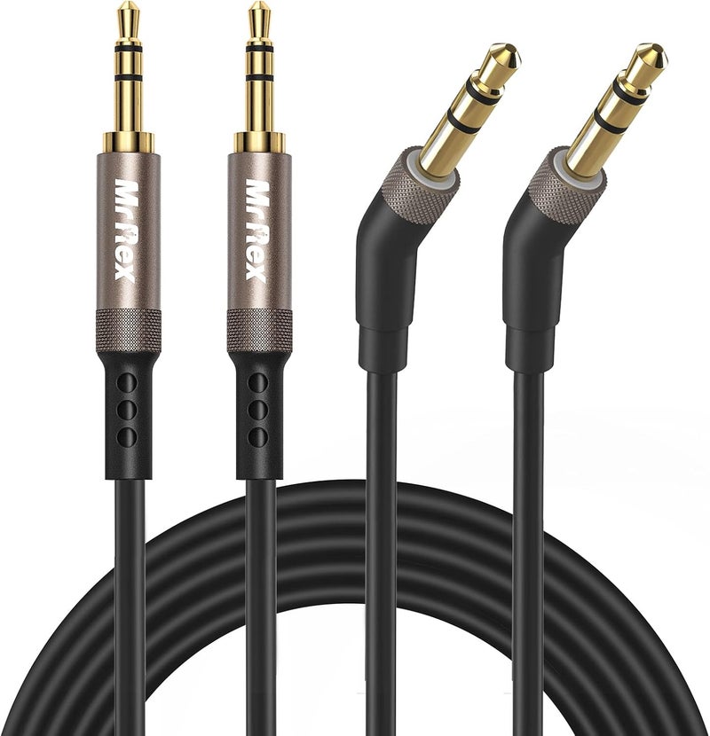 مستر ريكس كابل مساعد من نوع بمقاس 3.5 مم إ��ى 2.5 مم لسماعات Bose 700 QuietComfort QC45، QC35II، QC35، QC25 ذات ميزة إلغاء الضوضاء، وسماعات JBL E45BT، E55BT، E65BTNC اللاسلكية، ورقة بديلة للصوت (عبوتان، طول 5 أقدام). - Image 1