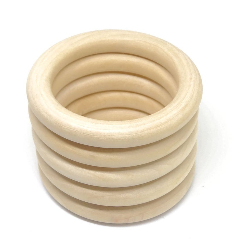 Penta Angel 20Pcs Natural Wood Rings 2Inch (50mm) - Image 3