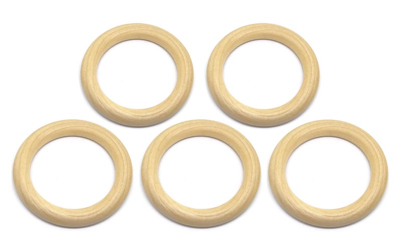 Penta Angel 20Pcs Natural Wood Rings 2Inch (50mm) - Image 5