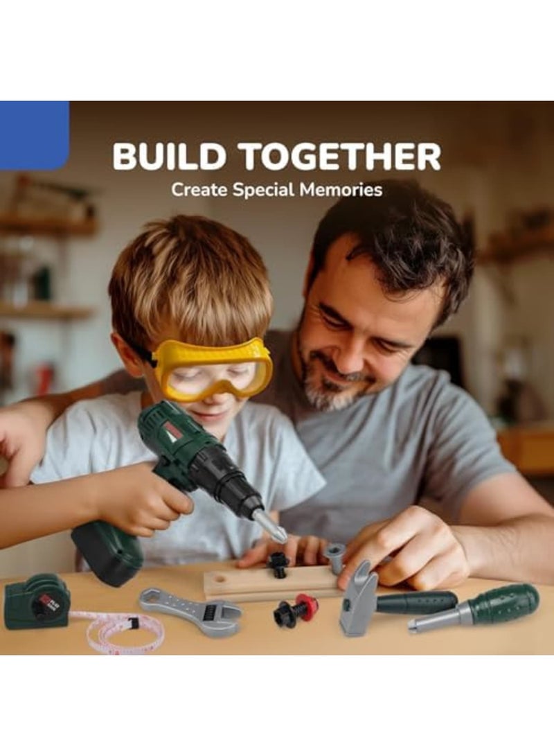 SYOSI Kids Toddler Tool Set for Boys, Electric Toy Drill, Toy Hammer, and Construction Tools for Ages 3-5, Interactive Learning Toy for Pretend Play and Skill Development - Image 4