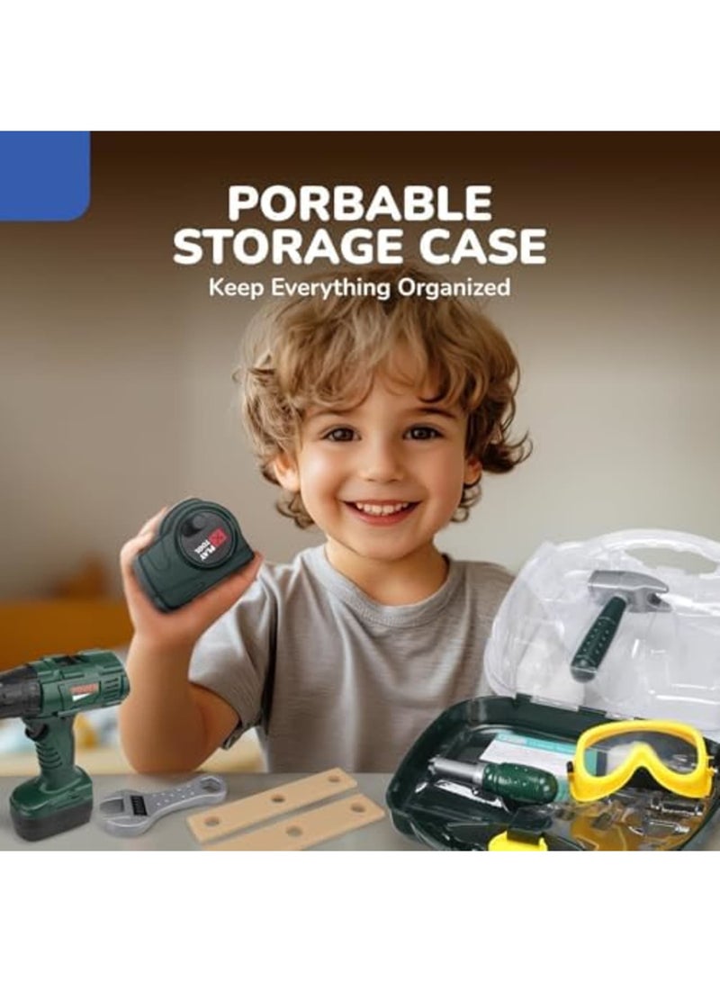 SYOSI Kids Toddler Tool Set for Boys, Electric Toy Drill, Toy Hammer, and Construction Tools for Ages 3-5, Interactive Learning Toy for Pretend Play and Skill Development - Image 3
