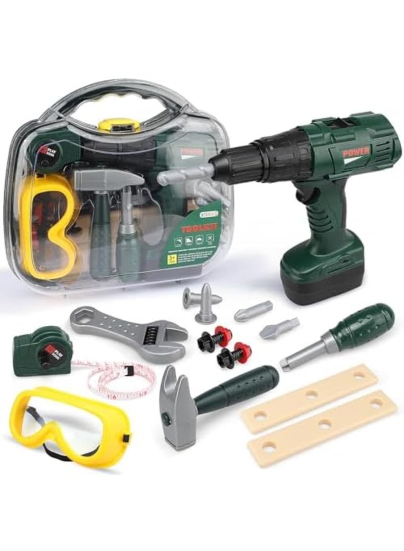 SYOSI Kids Toddler Tool Set for Boys, Electric Toy Drill, Toy Hammer, and Construction Tools for Ages 3-5, Interactive Learning Toy for Pretend Play and Skill Development - Image 1