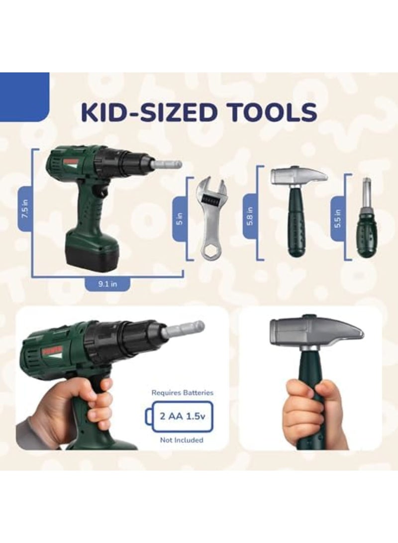 SYOSI Kids Toddler Tool Set for Boys, Electric Toy Drill, Toy Hammer, and Construction Tools for Ages 3-5, Interactive Learning Toy for Pretend Play and Skill Development - Image 5
