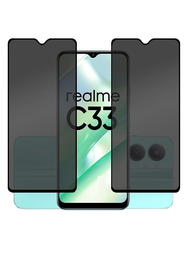 we3 2 Piece Tempered Glass Screen Protector Anti-Spy Privacy Designed For Realme C33 Full Screen Coverage And Bubble Free - Image 1