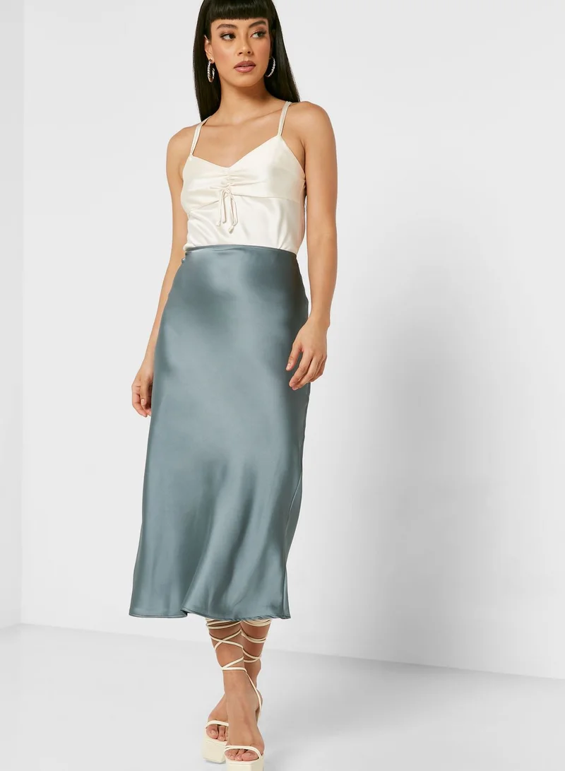 TOPSHOP Polka Dot High Waist Midi Skirt