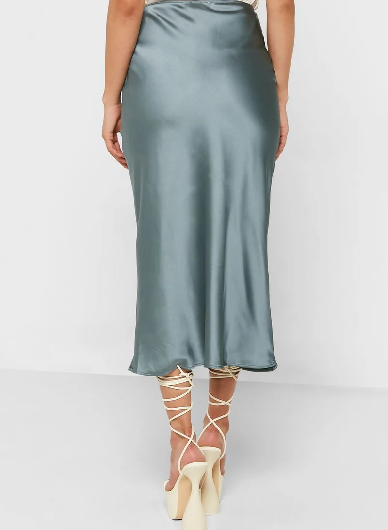 TOPSHOP Polka Dot High Waist Midi Skirt