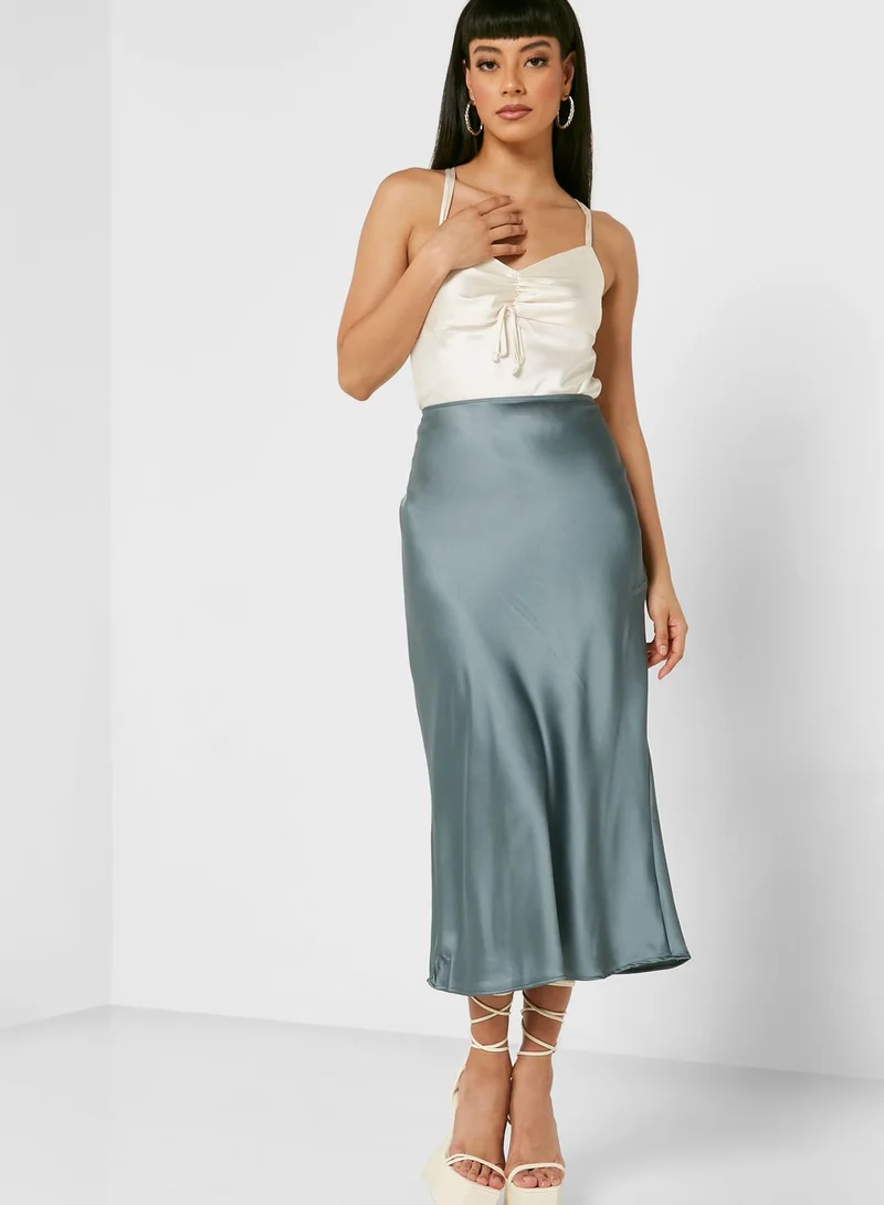 TOPSHOP Polka Dot High Waist Midi Skirt