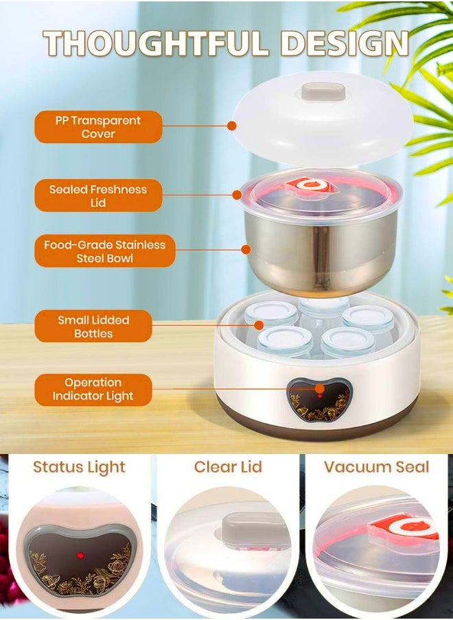 Chase Up Probiotic Yogurt Maker 36 Hour with Temperature Control, Yogurt Machine with 5 Glass Jars 1.2L Multi-Function for Home Organic Yogurt, Cheese, (Includes glass split cup 5)  - Image 2