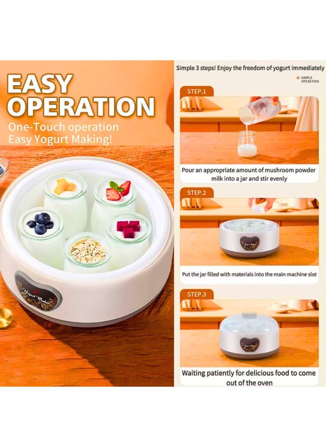 Chase Up Probiotic Yogurt Maker 36 Hour with Temperature Control, Yogurt Machine with 5 Glass Jars 1.2L Multi-Function for Home Organic Yogurt, Cheese, (Includes glass split cup 5)  - Image 3