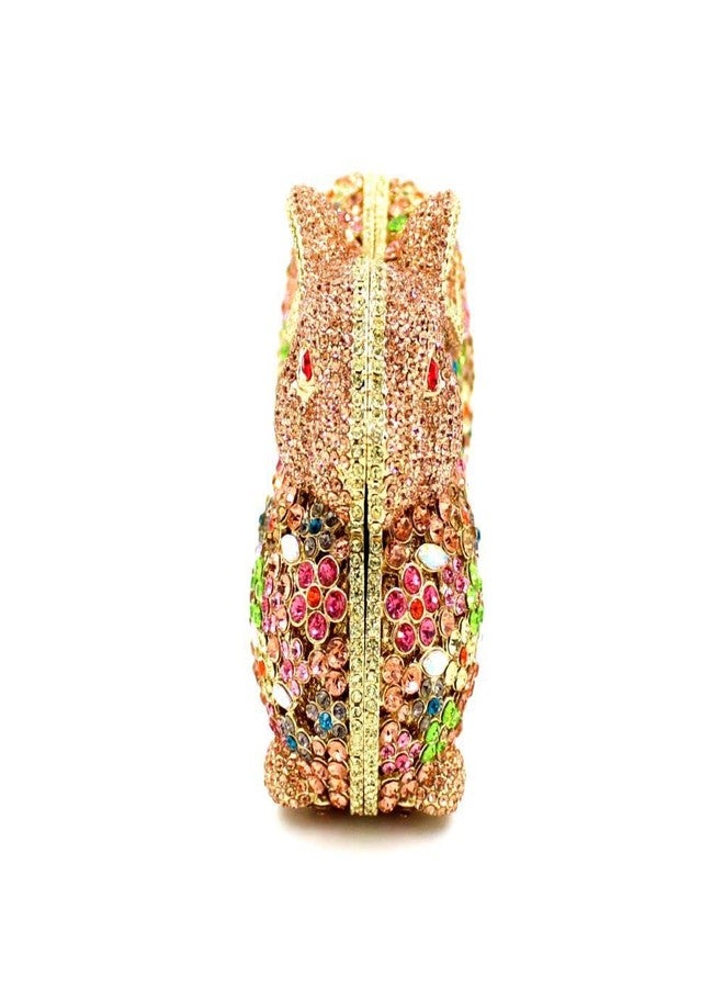 DEBIMY Lovely Rabbit Rhinestone Handbags Bling Animal Crystal Clutch Purse Wedding Cocktail Party Evening Bags for Women Gold Colorful - Image 3