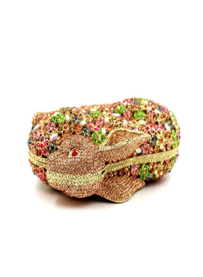 DEBIMY Lovely Rabbit Rhinestone Handbags Bling Animal Crystal Clutch Purse Wedding Cocktail Party Evening Bags for Women Gold Colorful - Image 4