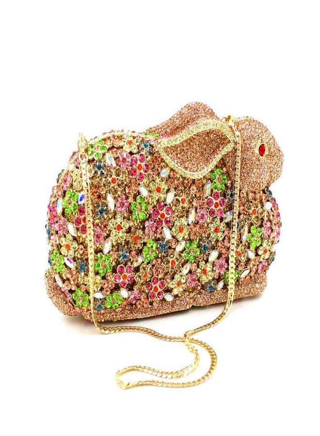 DEBIMY Lovely Rabbit Rhinestone Handbags Bling Animal Crystal Clutch Purse Wedding Cocktail Party Evening Bags for Women Gold Colorful - Image 2