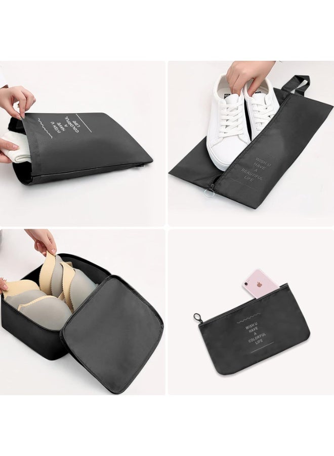 Packing Cubes for Travel – Black 7 PCS Travel Organizer Bags Set with Shoe Organizer, Toiletry Bag & Laundry Bag – Luggage Storage Pouches & Travel Essentials Organizer - Image 5