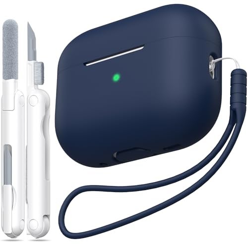 MHYALUDO for AirPods Pro 2nd Generation Case Cover, Military Grade Anti-Fall Soft Silicone Shock-Absorbing for AirPods Pro Case Skin Touch with Keychain and Cleaning Kit, Midnight Blue - Image 1